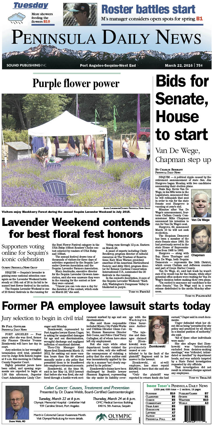 Today's front page tailored for the PDN's readers in Clallam County. There's more inside that isn't online! ()