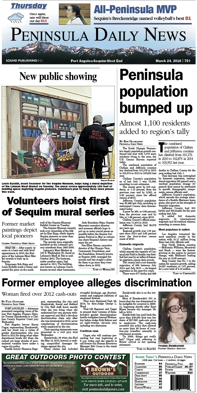 Today's front page tailored for the PDN's readers in Clallam County. There's more inside that isn't online! ()