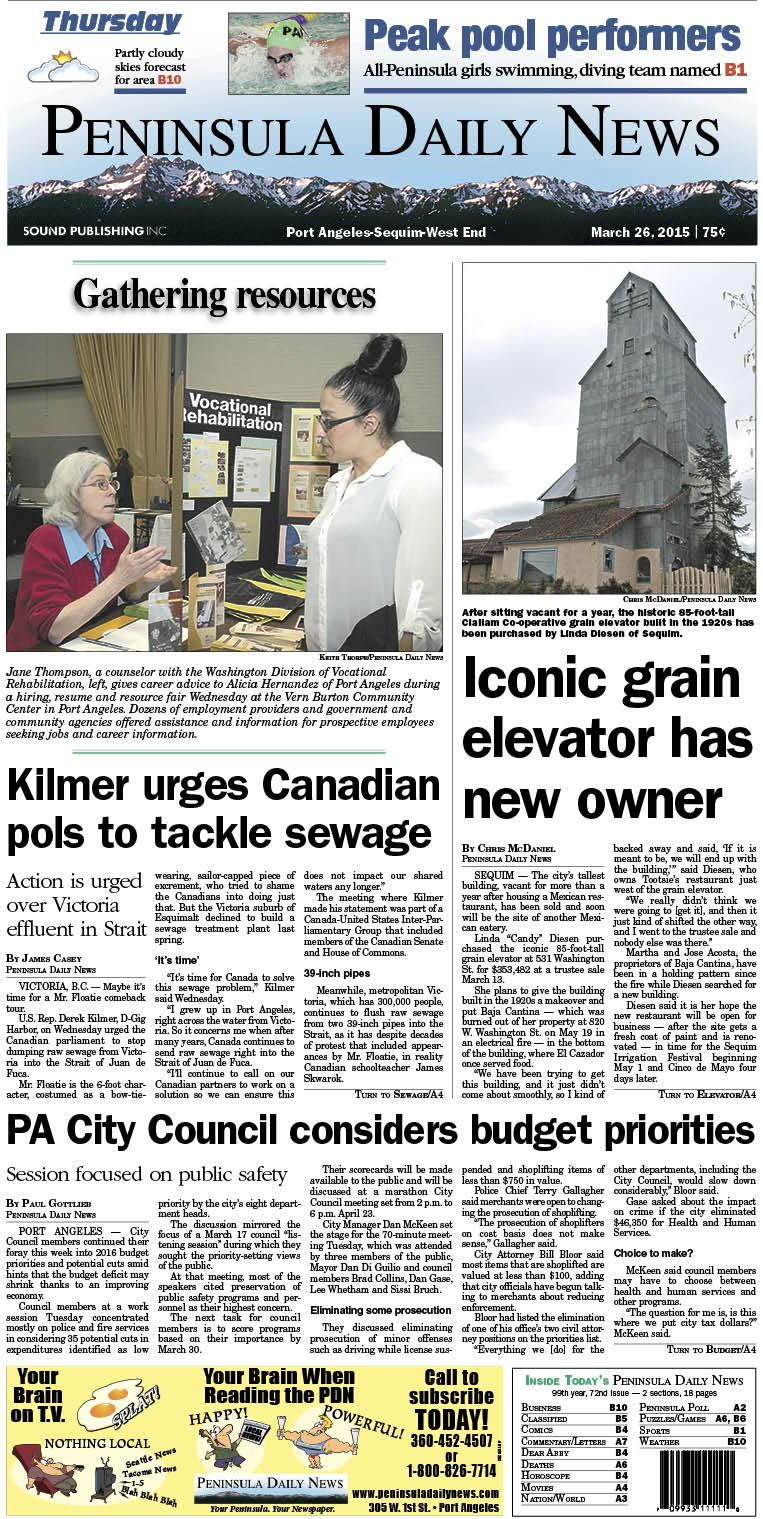 Today's front page tailored for the PDN's Clallam edition. There's more inside that isn't online! ()