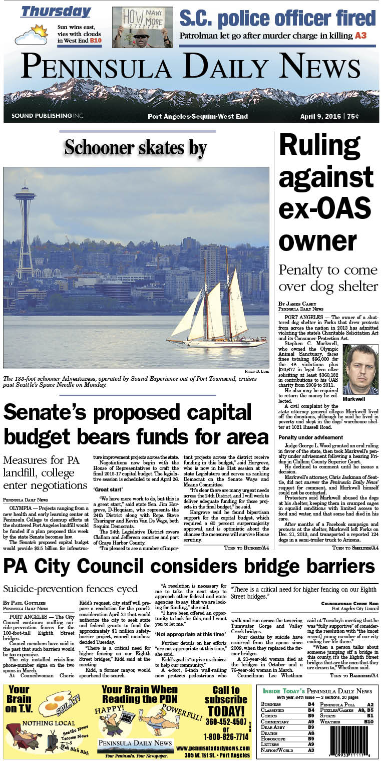 Today's front page tailored for the PDN's Clallam County edition. There's more inside that isn't online! ()