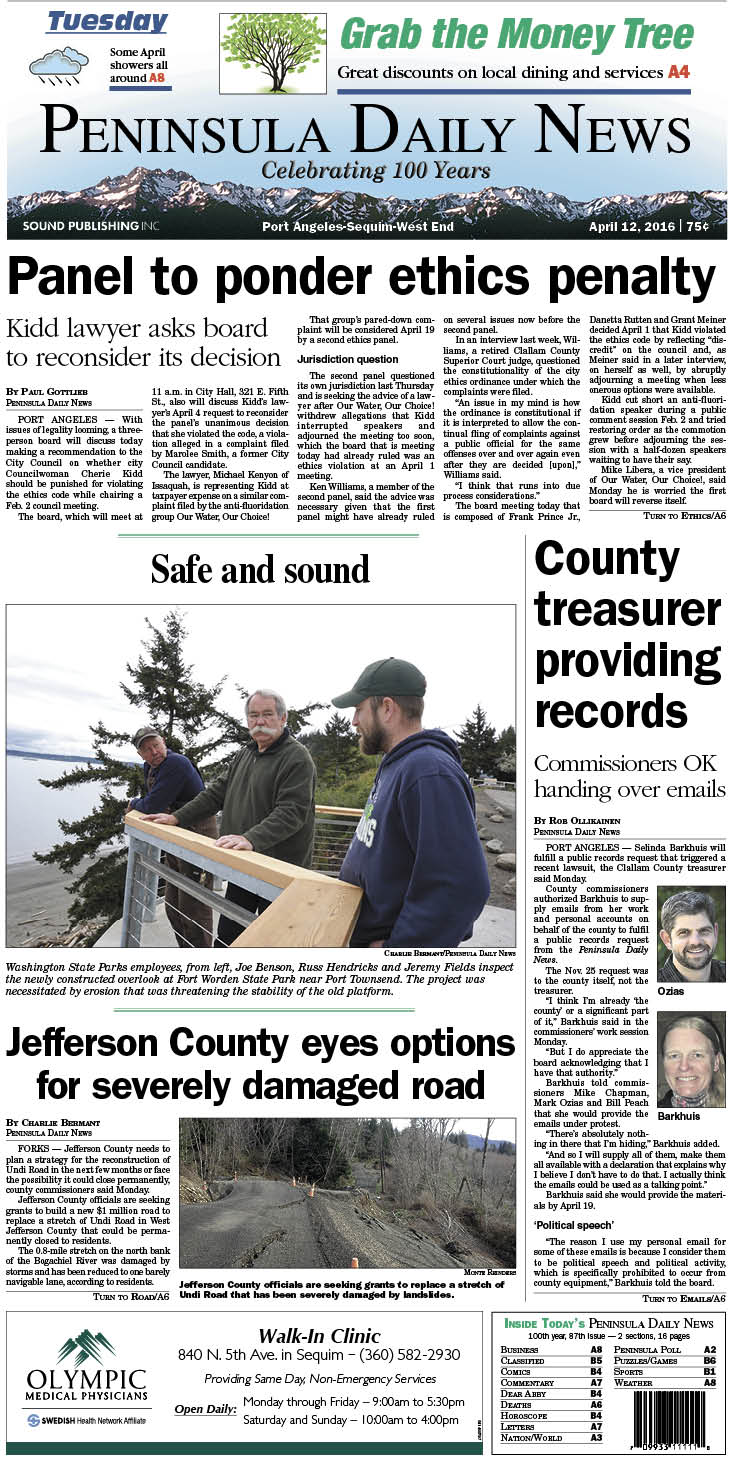 Today's front page tailored for the PDN's readers in Clallam County. There's more inside that isn't online! ()