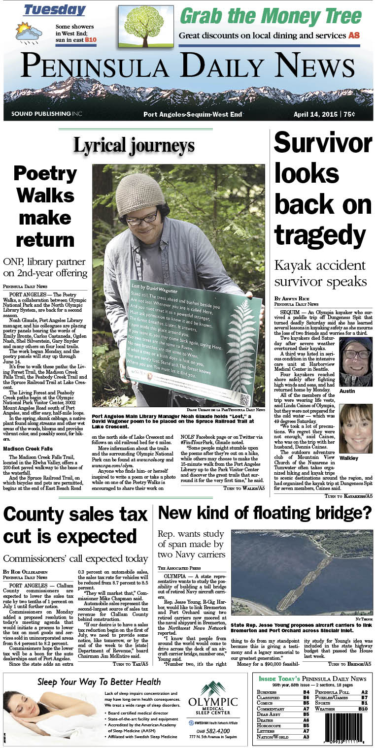 Today's front page tailored for the PDN's Clallam County edition. There's more inside that isn't online! ()