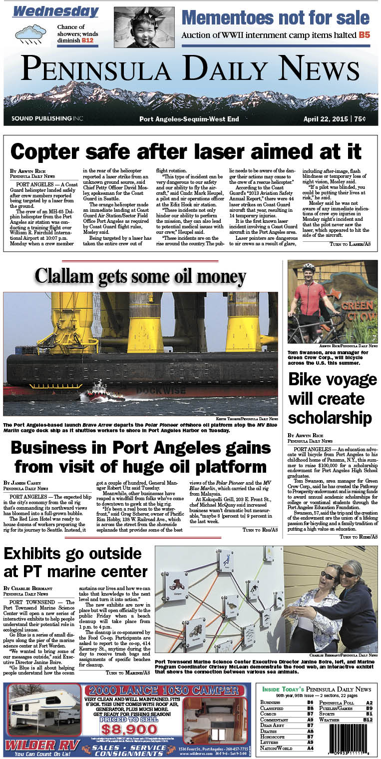 Today's front page tailored for the PDN's Clallam County readers. There's more inside that isn't online! ()
