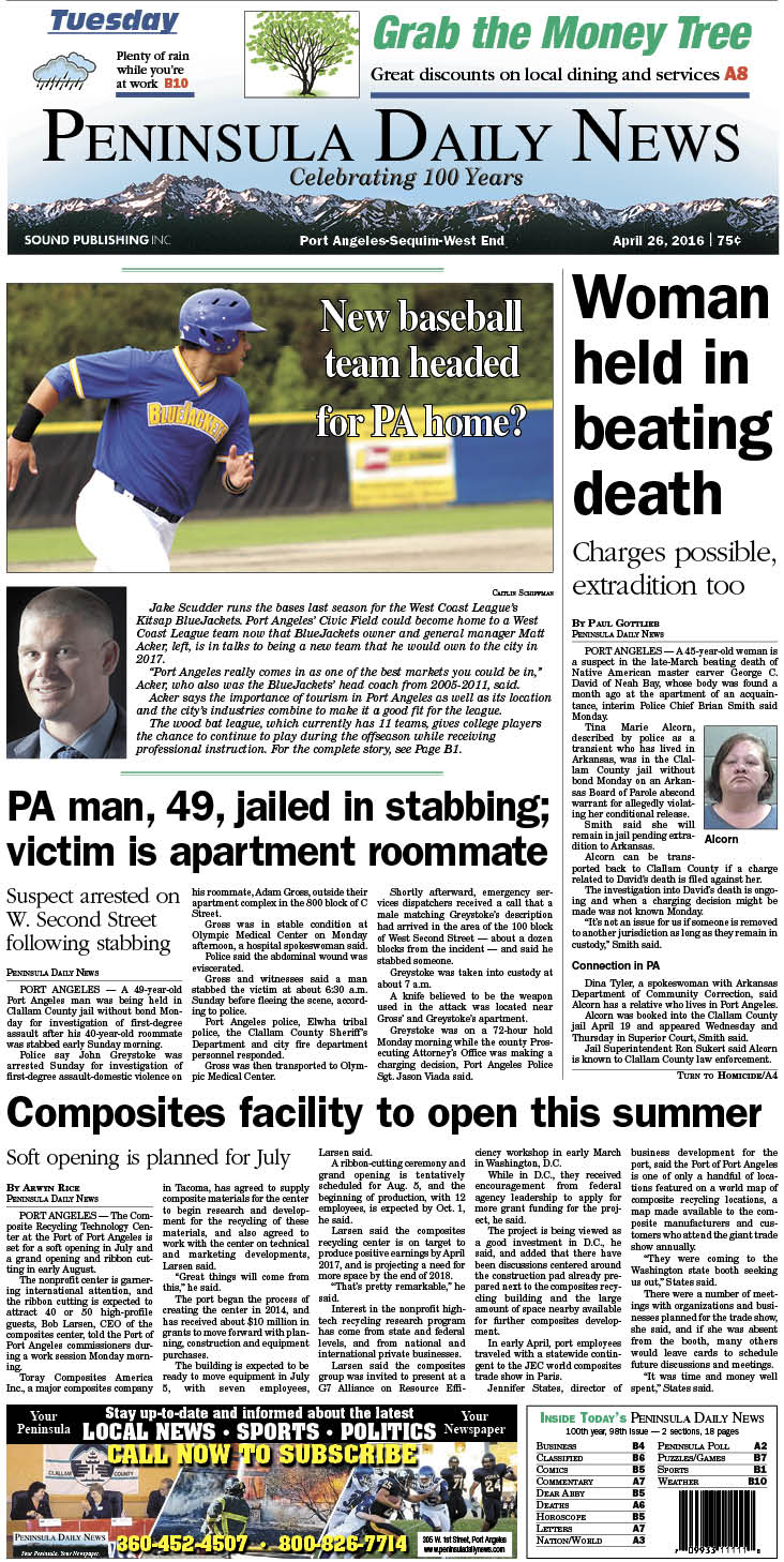 Today's front page tailored for the PDN's readers in Clallam County. There's more inside that isn't online! ()