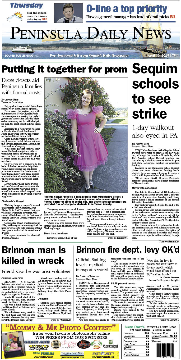 Today's front page tailored for the PDN's Jefferson County readers. There's more inside that isn't online! ()