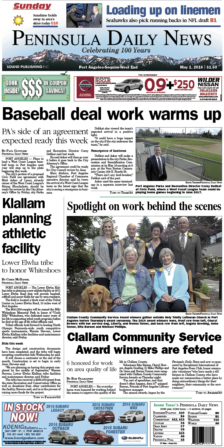 Today's front page tailored for the PDN's readers in Clallam County. There's more inside that isn't online! ()