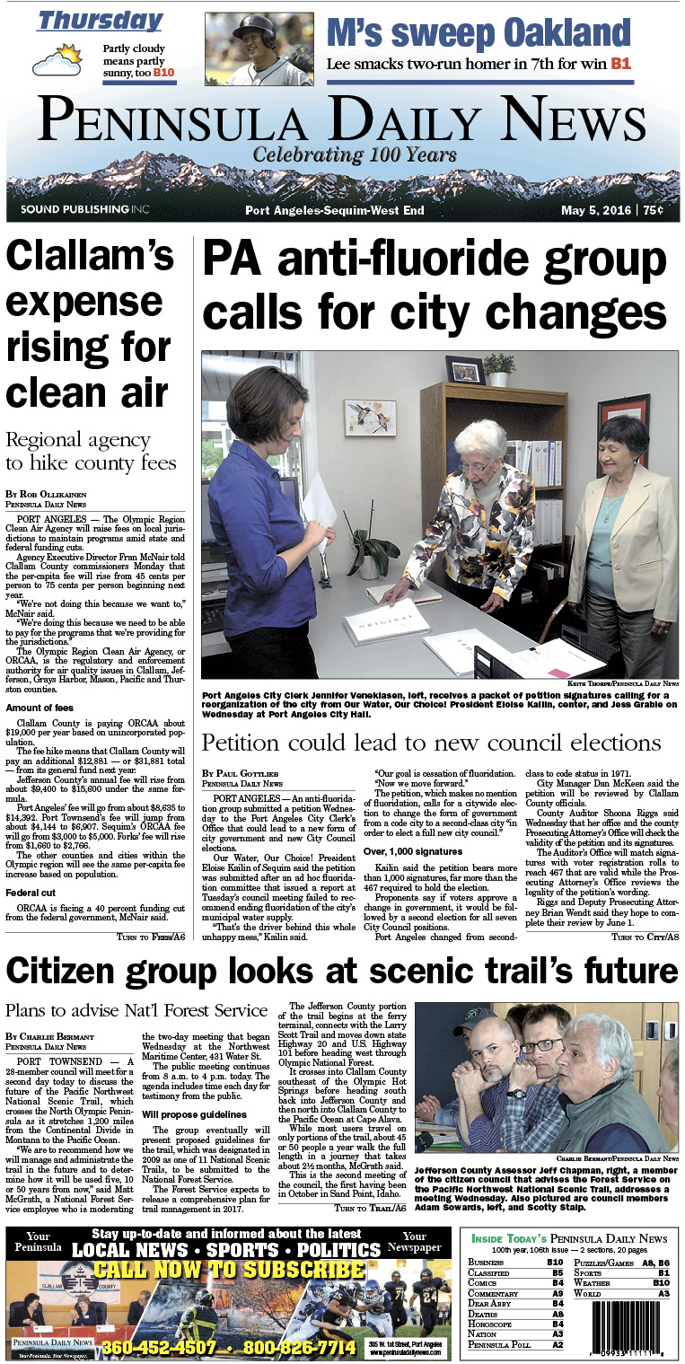 Today's front page tailored for the PDN's readers in Clallam County. There's more inside that isn't online! ()