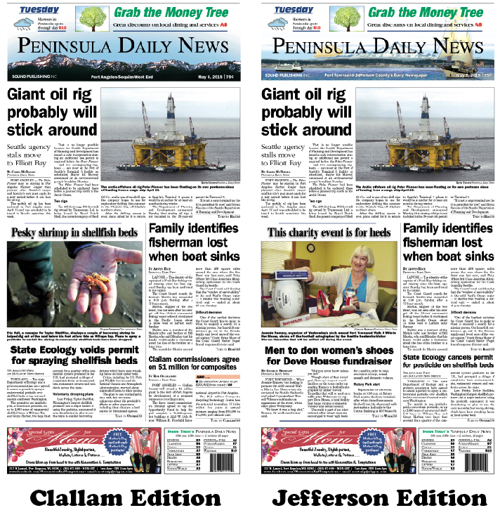 Today's front pages tailored for the PDN's Clallam and Jefferson readers. There's more inside that isn't online! ()