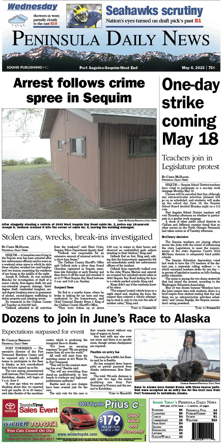 Today's front page tailored for the PDN's Clallam County readers. There's more inside that isn't online! ()