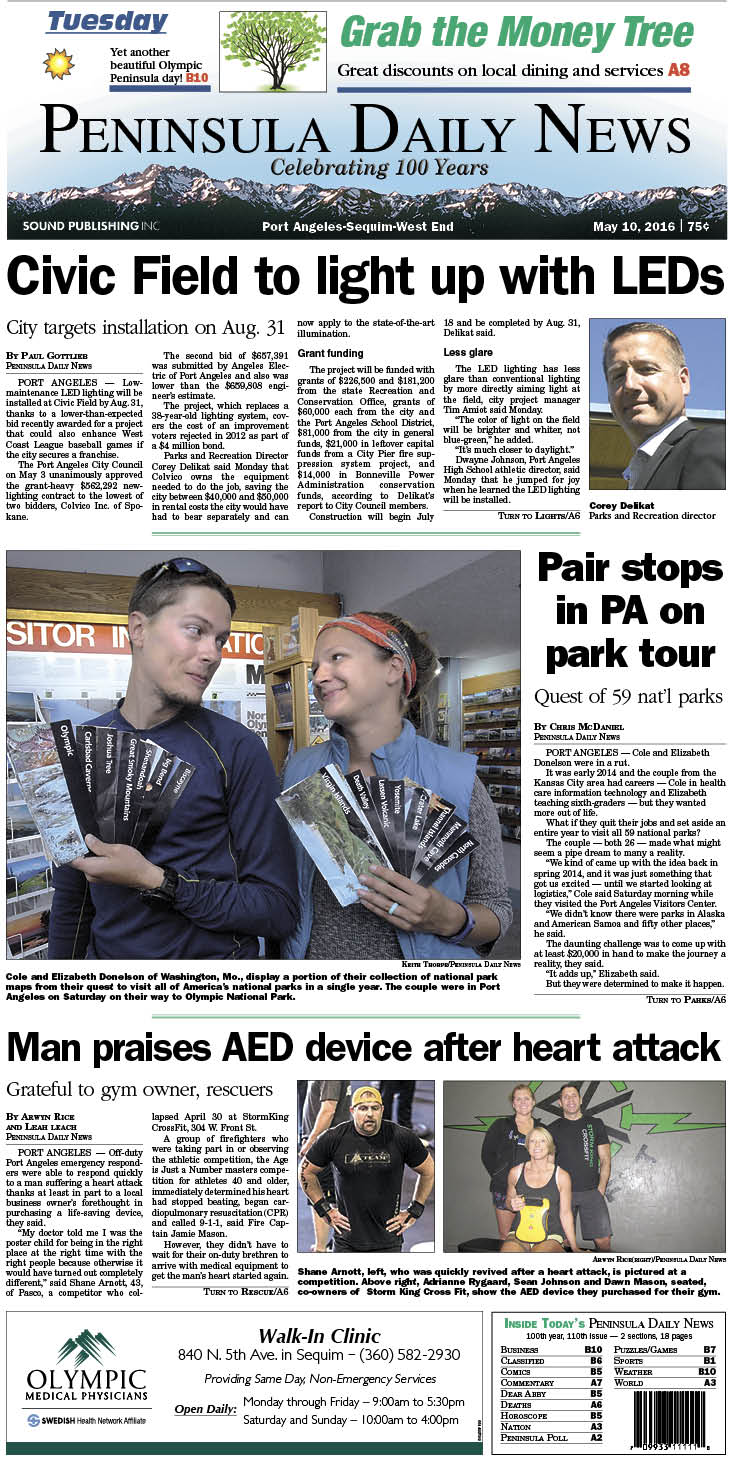 Today's front page tailored for the PDN's readers in Clallam County. There's more inside that isn't online! ()