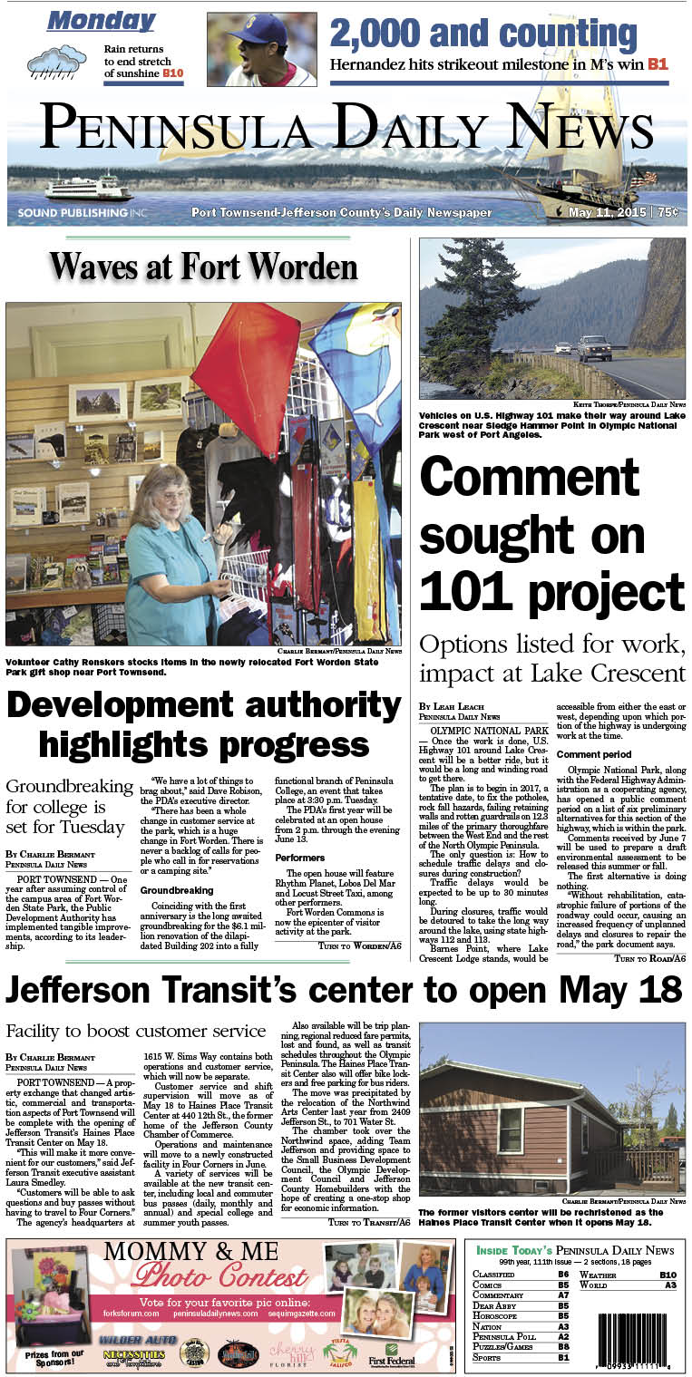 Today's front page tailored for the PDN's Jefferson County readers. There's more inside that isn't online! ()
