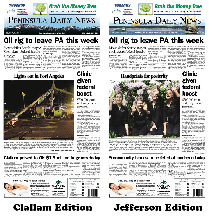 Today's front pages tailored for the PDN's Clallam and Jefferson readers. There's more inside that isn't online! ()