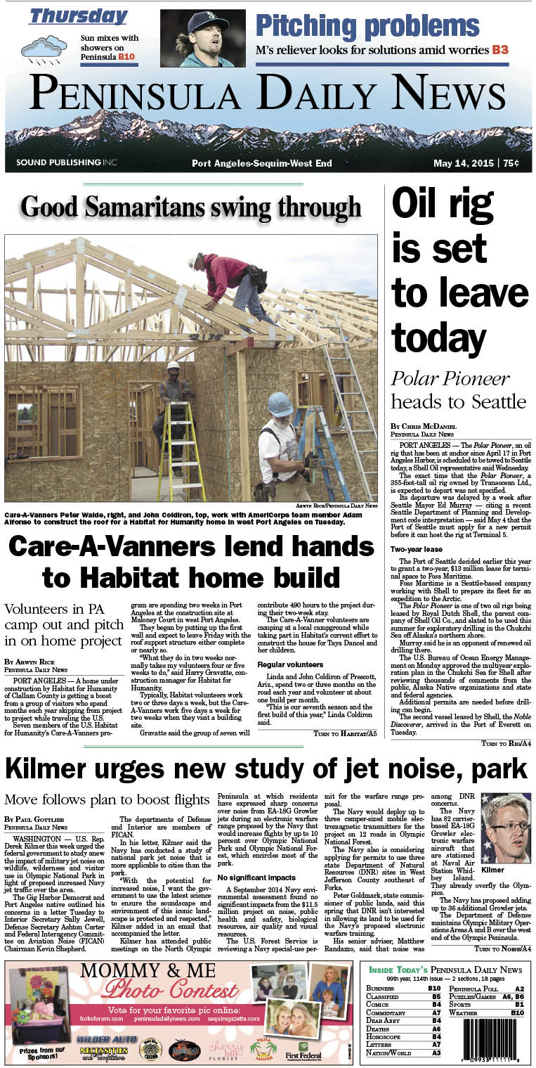 Today's front page tailored for the PDN's Clallam County readers. There's more inside that isn't online! ()