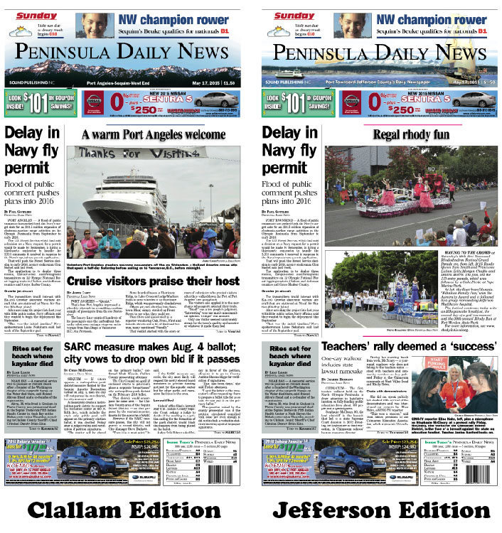 Today's front pages tailored for the PDN's Clallam and Jefferson readers. There's more inside that isn't online! ()