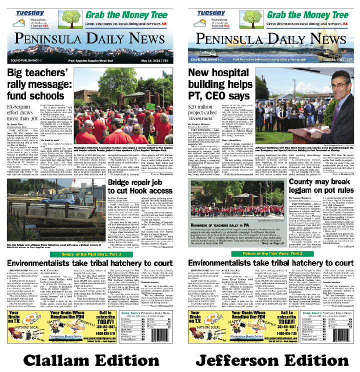 Today's front pages tailored for the PDN's Clallam and Jefferson readers. There's more inside that isn't online! ()