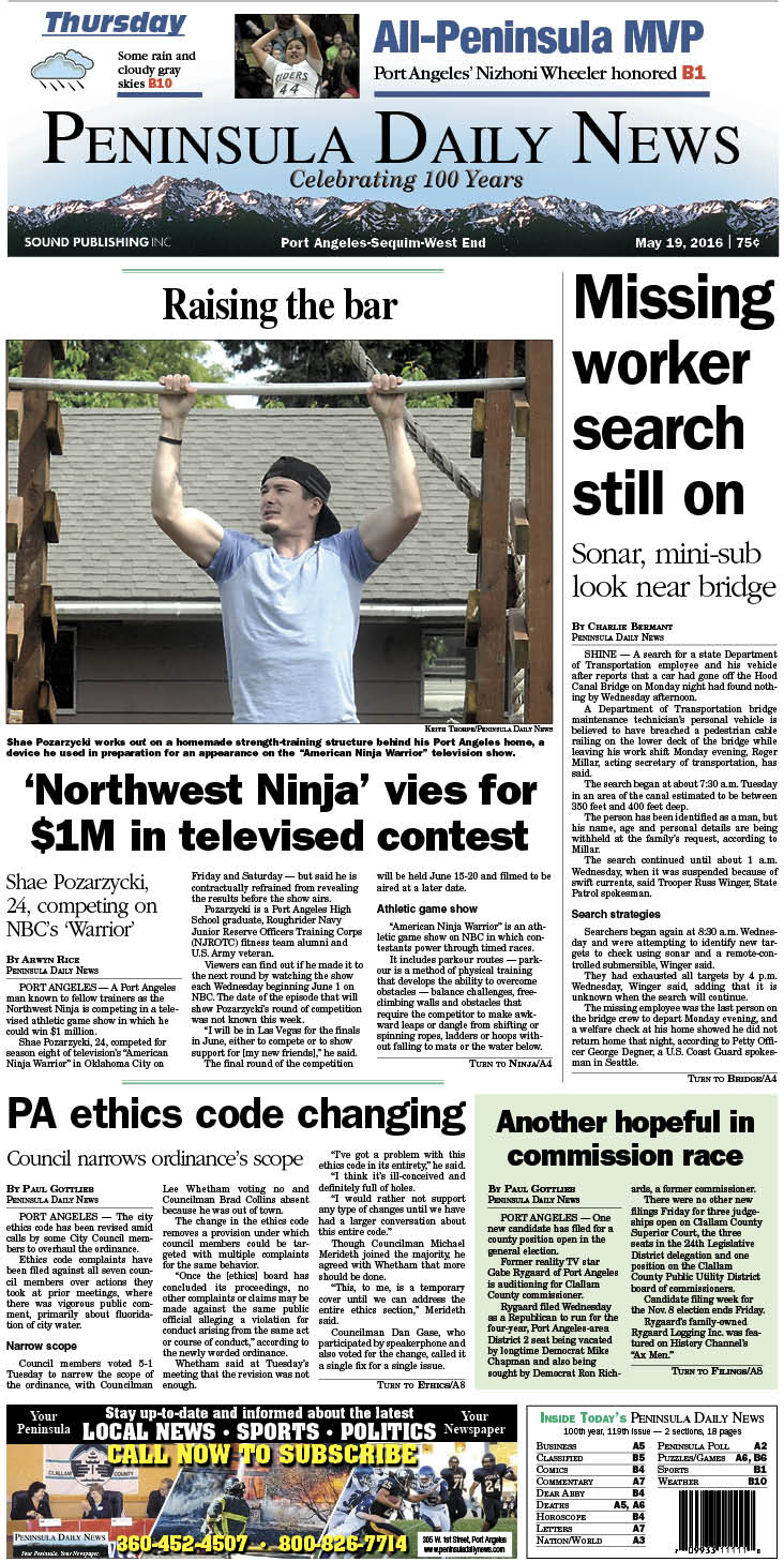 Today's front page tailored for the PDN's readers in Clallam County. There's more inside that isn't online! ()