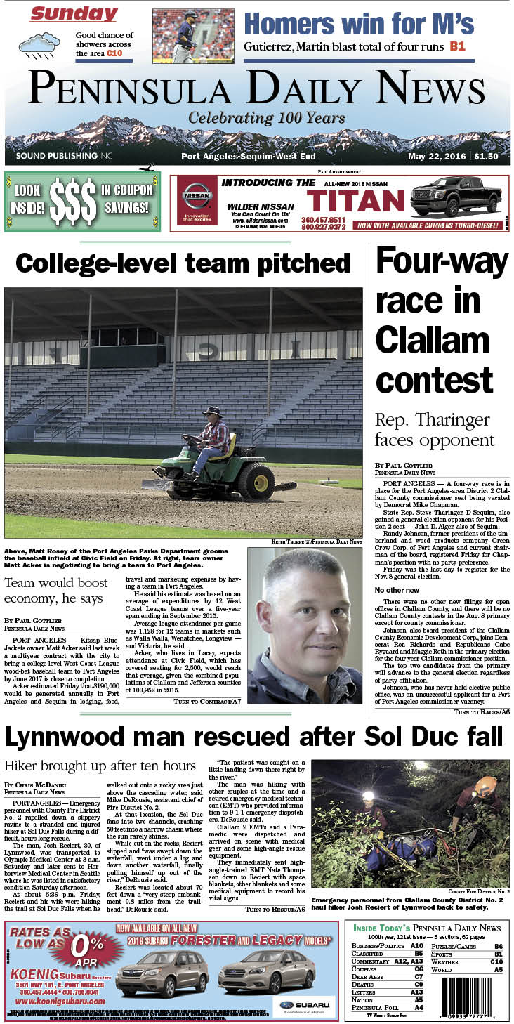 Today's front page tailored for the PDN's readers in Clallam County. There's more inside that isn't online! ()