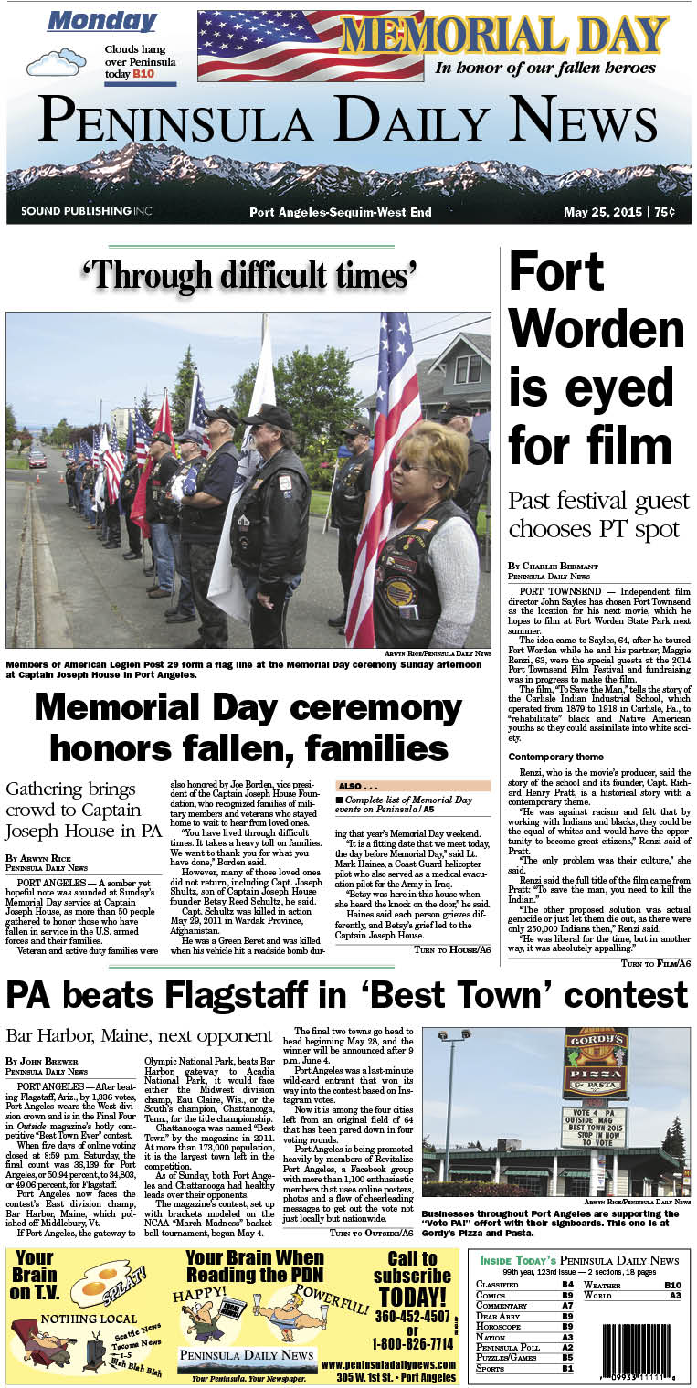 Today's front page tailored for the PDN's Clallam County readers. There's more inside that isn't online! ()