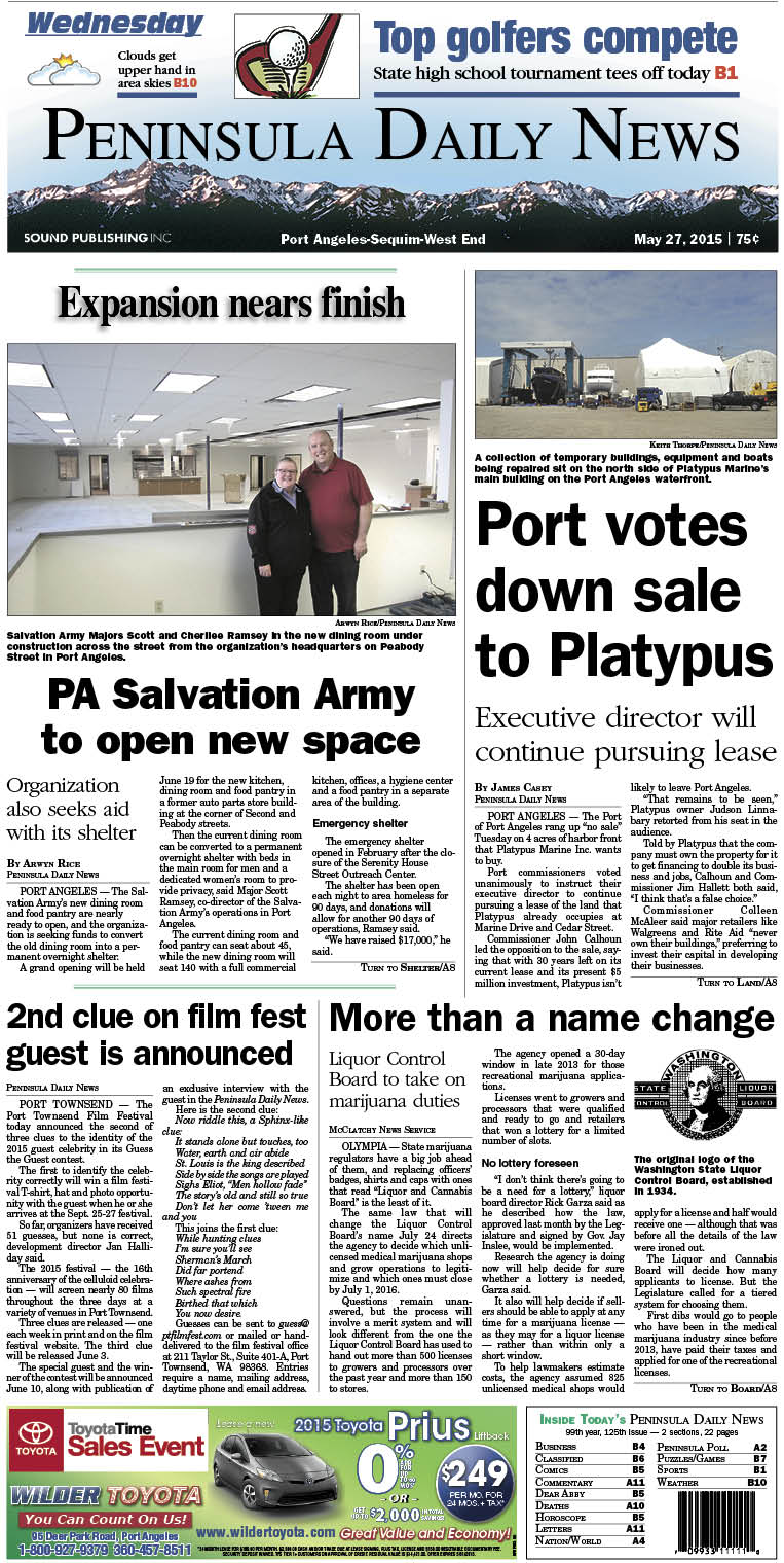 Today's front page tailored for the PDN's Clallam County readers. There's more inside that isn't online! ()