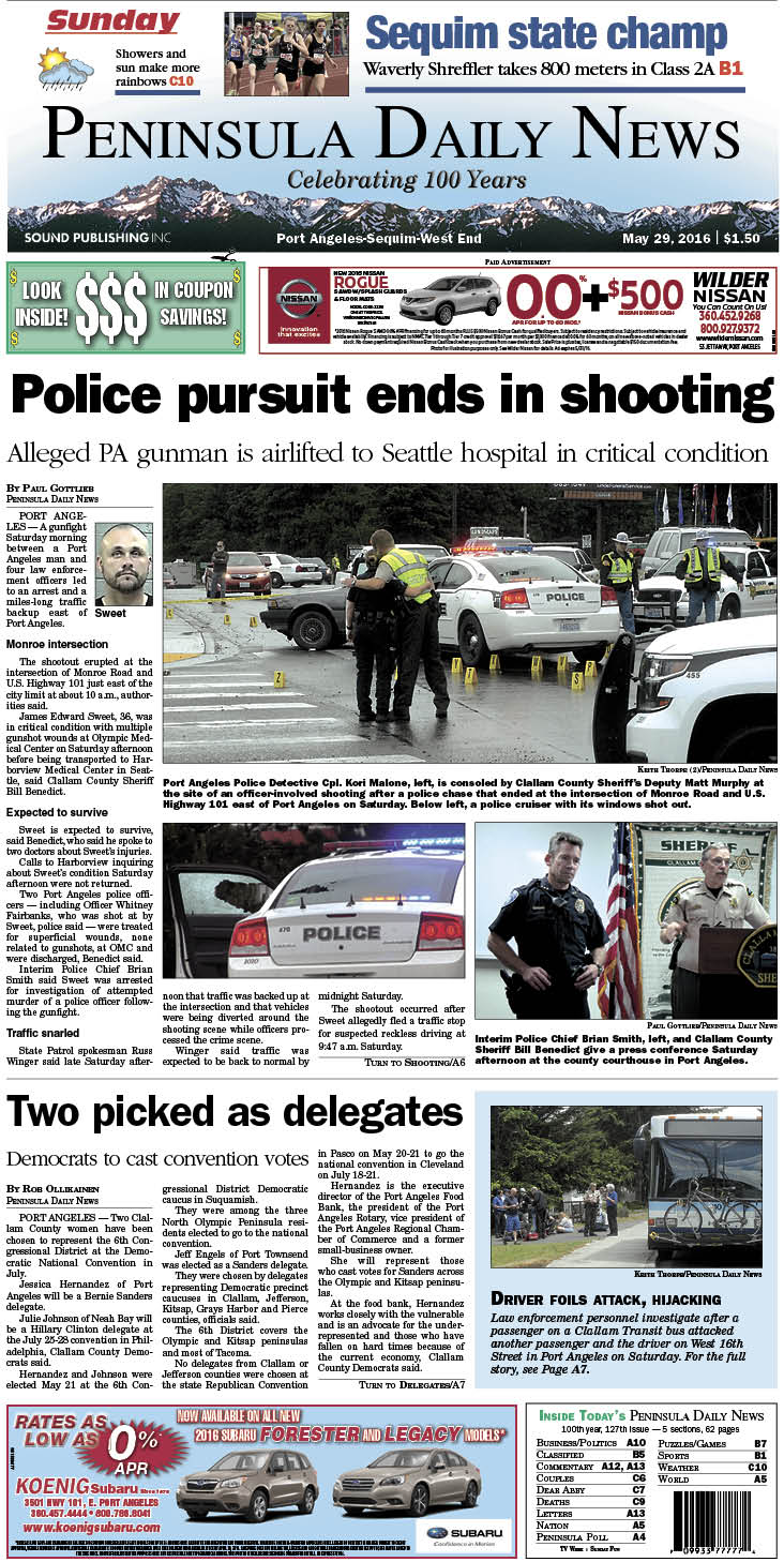 Today's front page tailored for the PDN's readers in Clallam County. There's more inside that isn't online! ()