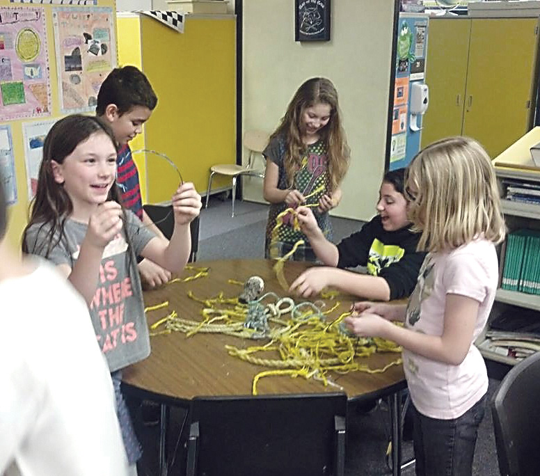 Franklin Elementary School students make art from beach debris — art to be displayed in an exhibition opening Monday at The Landing mall in Port Angeles. The students are