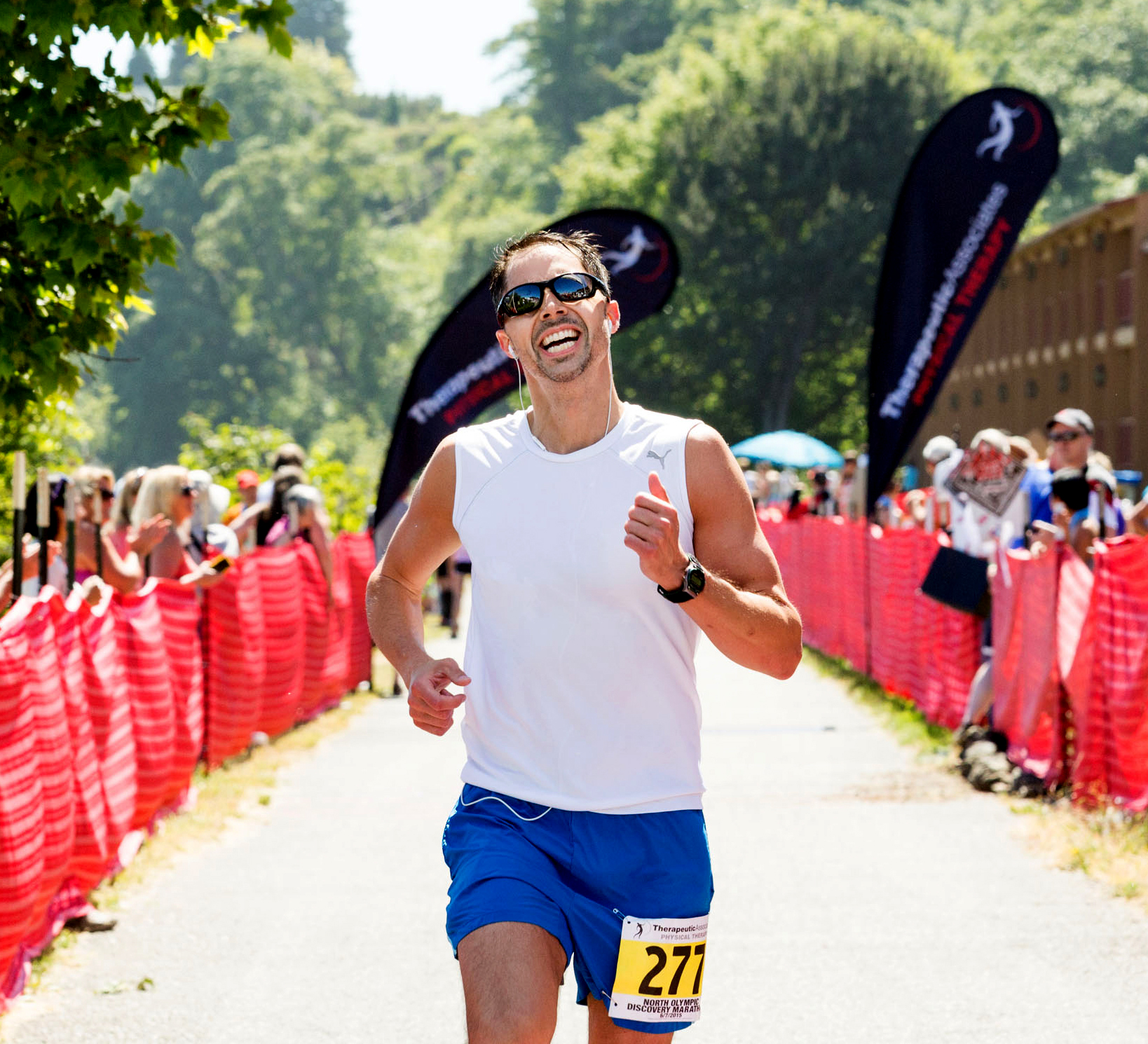 Port Angeles' Colby Wait finishes the North Olympic Discovery Marathon last year. Wait ran a personal-record 3:04:59 at the Tacoma City Marathon in April. (Dewi Sprague Photography)