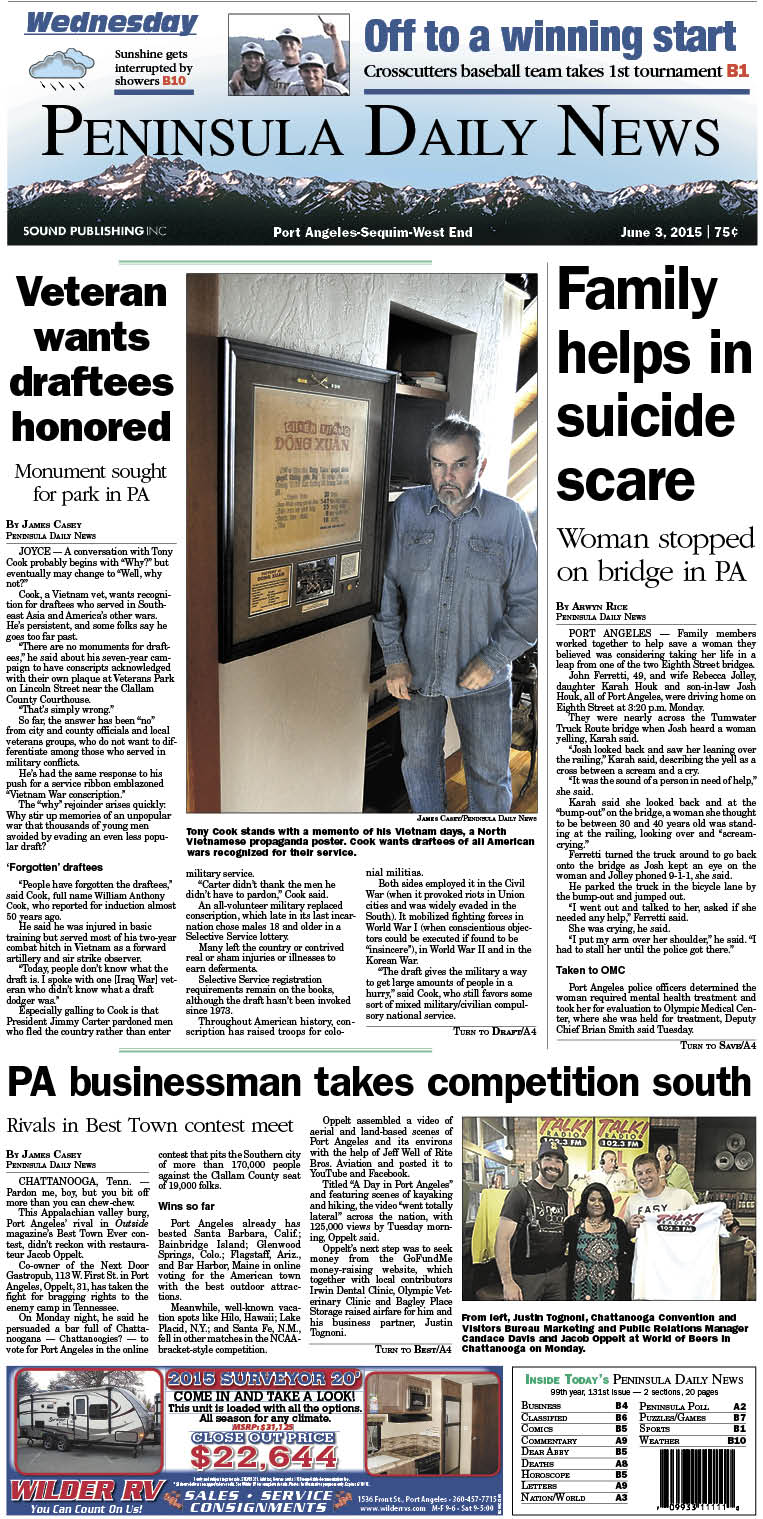 Today's front page tailored for the PDN's Clallam County readers. There's more inside that isn't online! ()