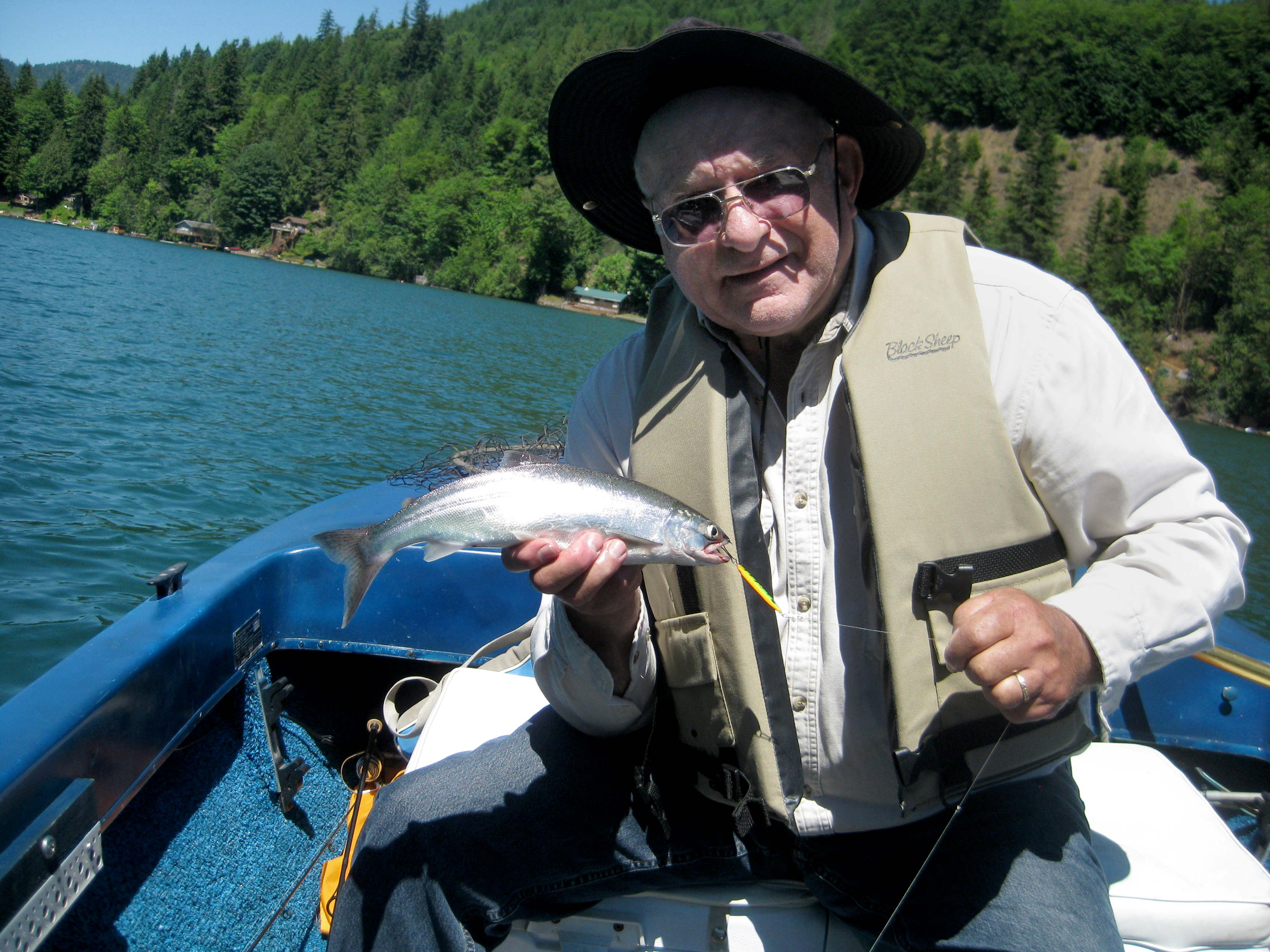 Al Brown of Port Angeles and Pete Rosko caught more than 20 kokanee at Lake Sutherland earlier this week. (Pete Rosko)
