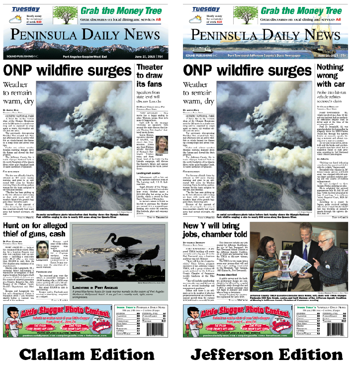 Today's front pages tailored for the PDN's readers in Clallam and Jefferson counties. There's more inside that isn't online! ()