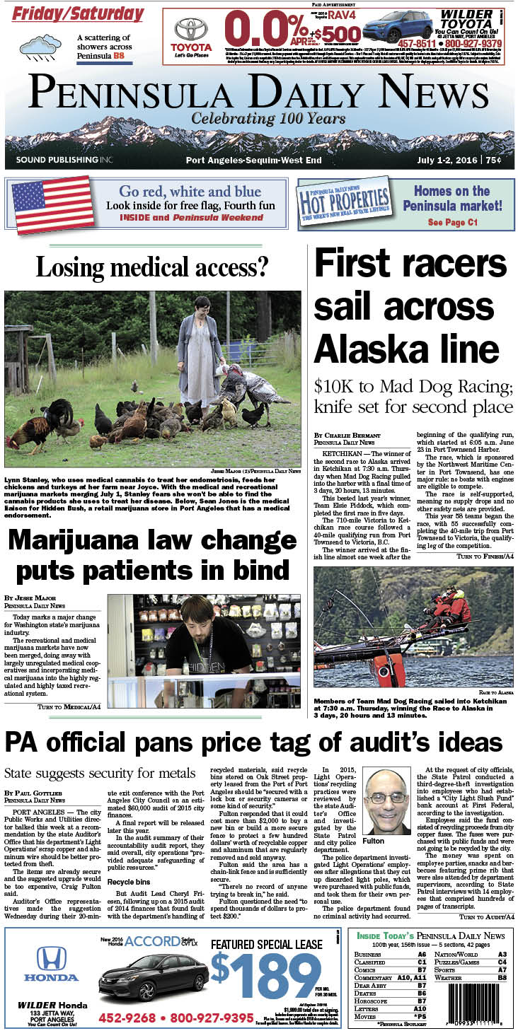 Today's front page tailored for the PDN's readers in Clallam County. There's more inside that isn't online! ()