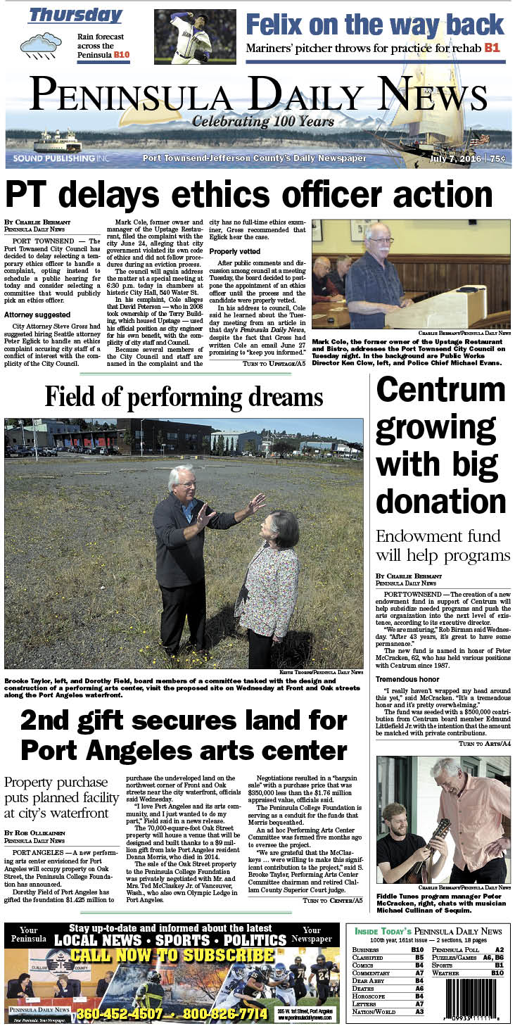 Today's front page tailored for the PDN's readers in Jefferson County. There's more inside that isn't online! ()