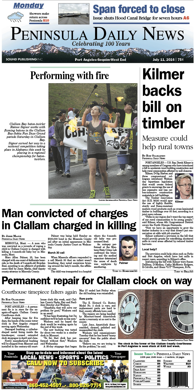 Today's front page tailored for the PDN's readers in Clallam County. There's more inside that isn't online! ()