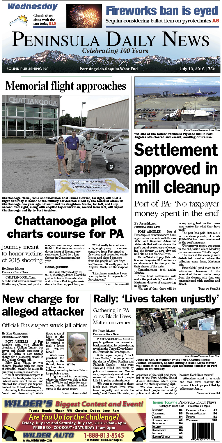 Today's front page tailored for the PDN's readers in Clallam County. There's more inside that isn't online! ()