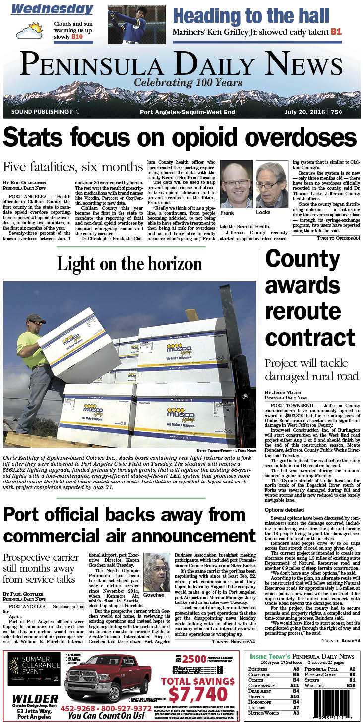 Today's front page tailored for the PDN's readers in Clallam County. There's more inside that isn't online! ()