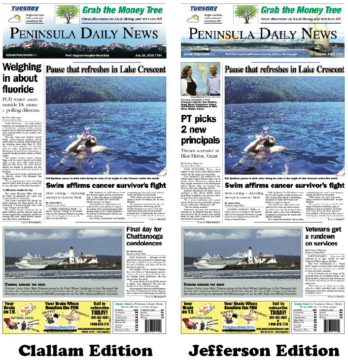 Today's front pages tailored for the PDN's readers in Clallam and Jefferson counties. There's more inside that isn't online!