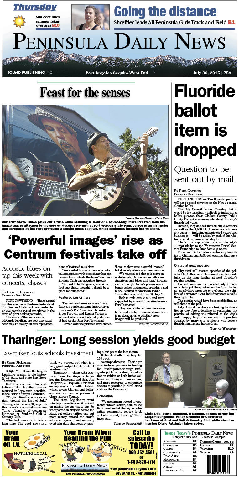 Today's front page tailored for the PDN's readers in Clallam County. There's more inside that isn't online!