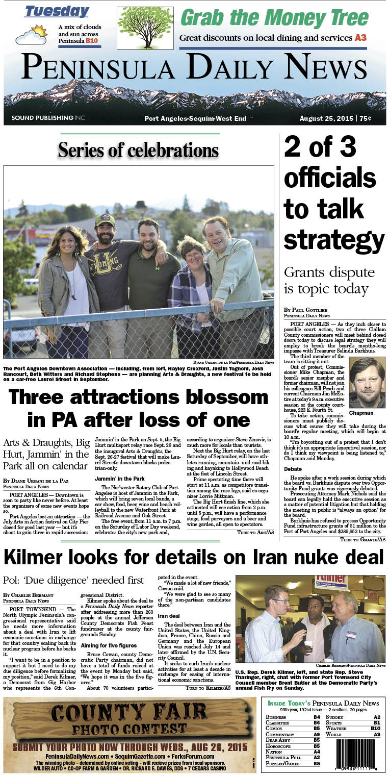 Today's front page tailored for the PDN's readers in Clallam County. There's more inside that isn't online!
