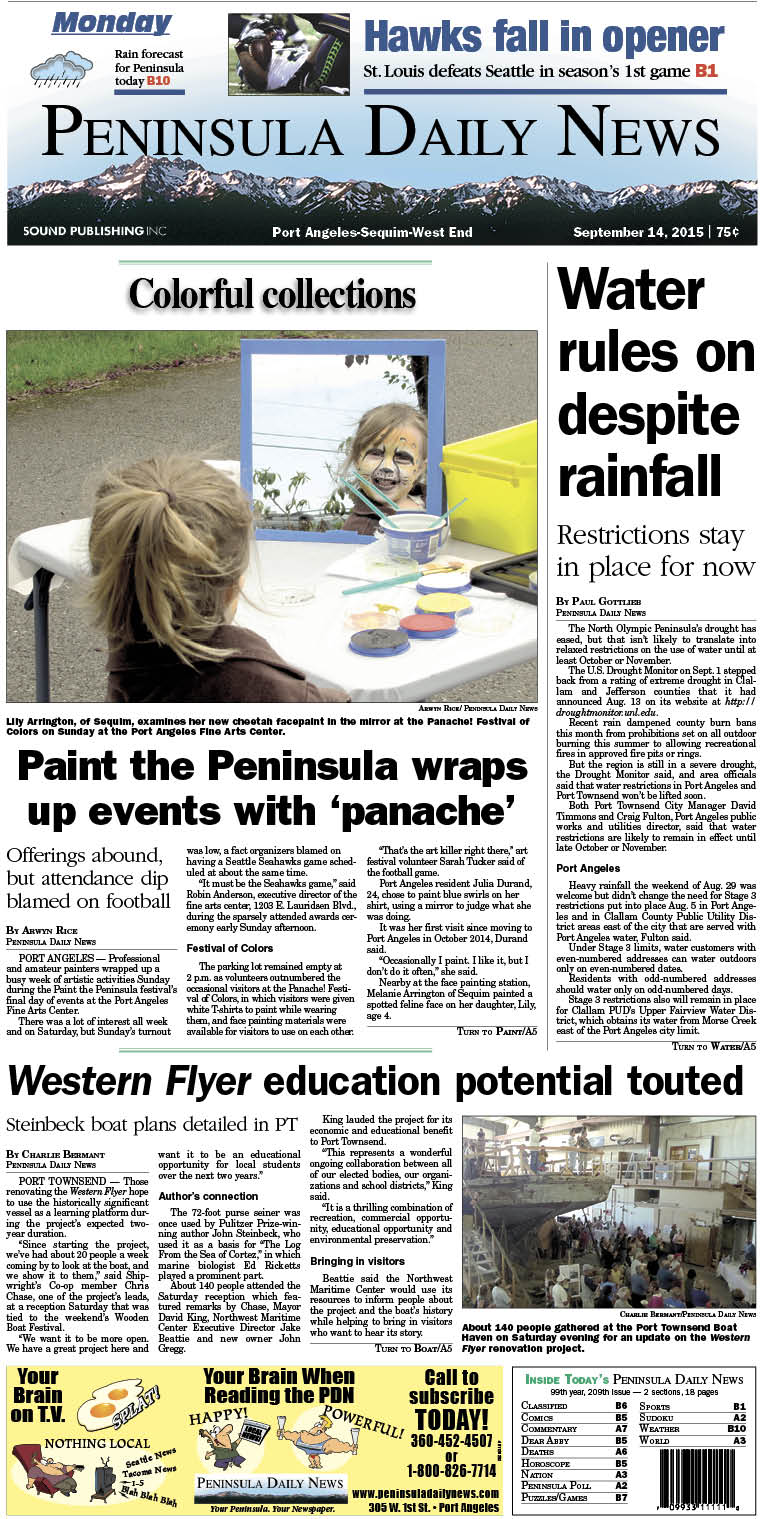 Today's front page tailored for the PDN's readers in Clallam County. There's more inside that isn't online!