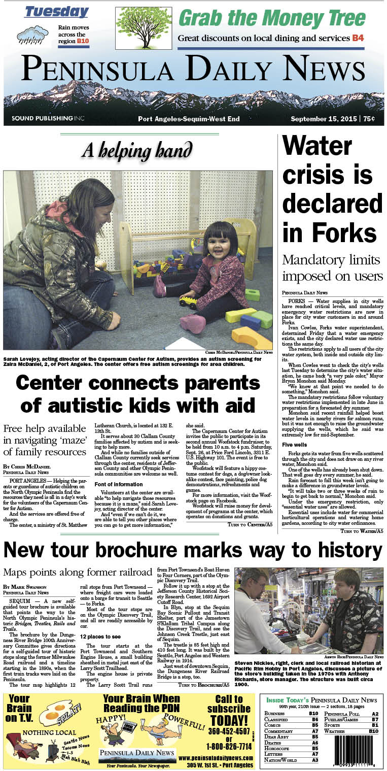 Today's front page tailored for the PDN's readers in Clallam County. There's more inside that isn't online!