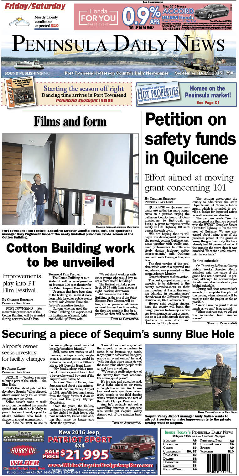 Today's front page tailored for the PDN's readers in Jefferson County. There's more inside that isn't online!