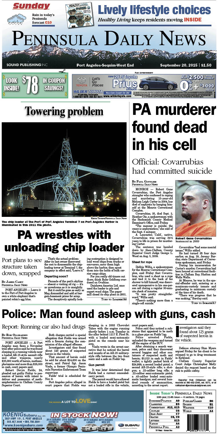 Today's front page tailored for the PDN's readers in Clallam County. There's more inside that isn't online!