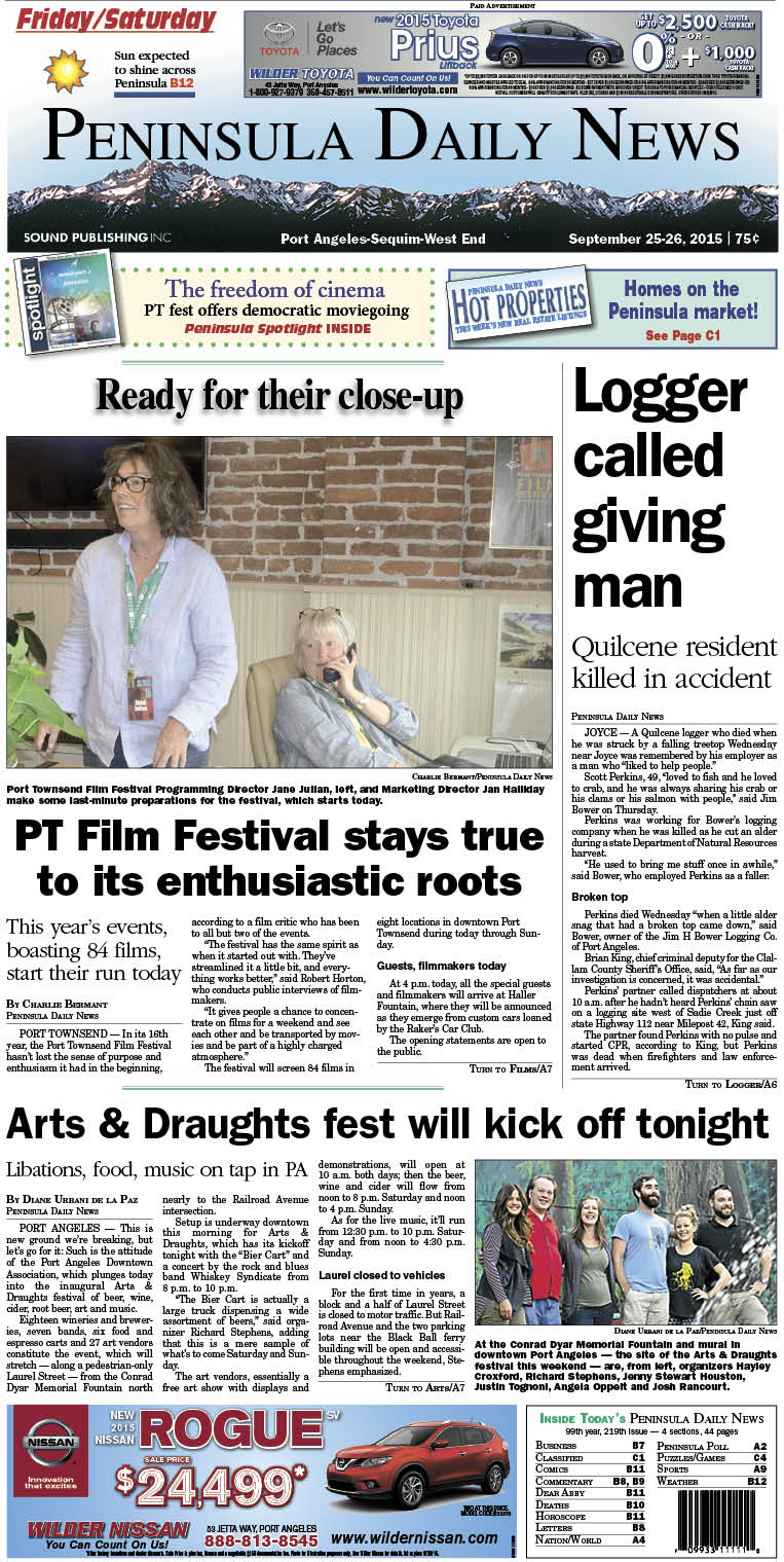 Today's front page tailored for the PDN's readers in Clallam County. There's more inside that isn't online!