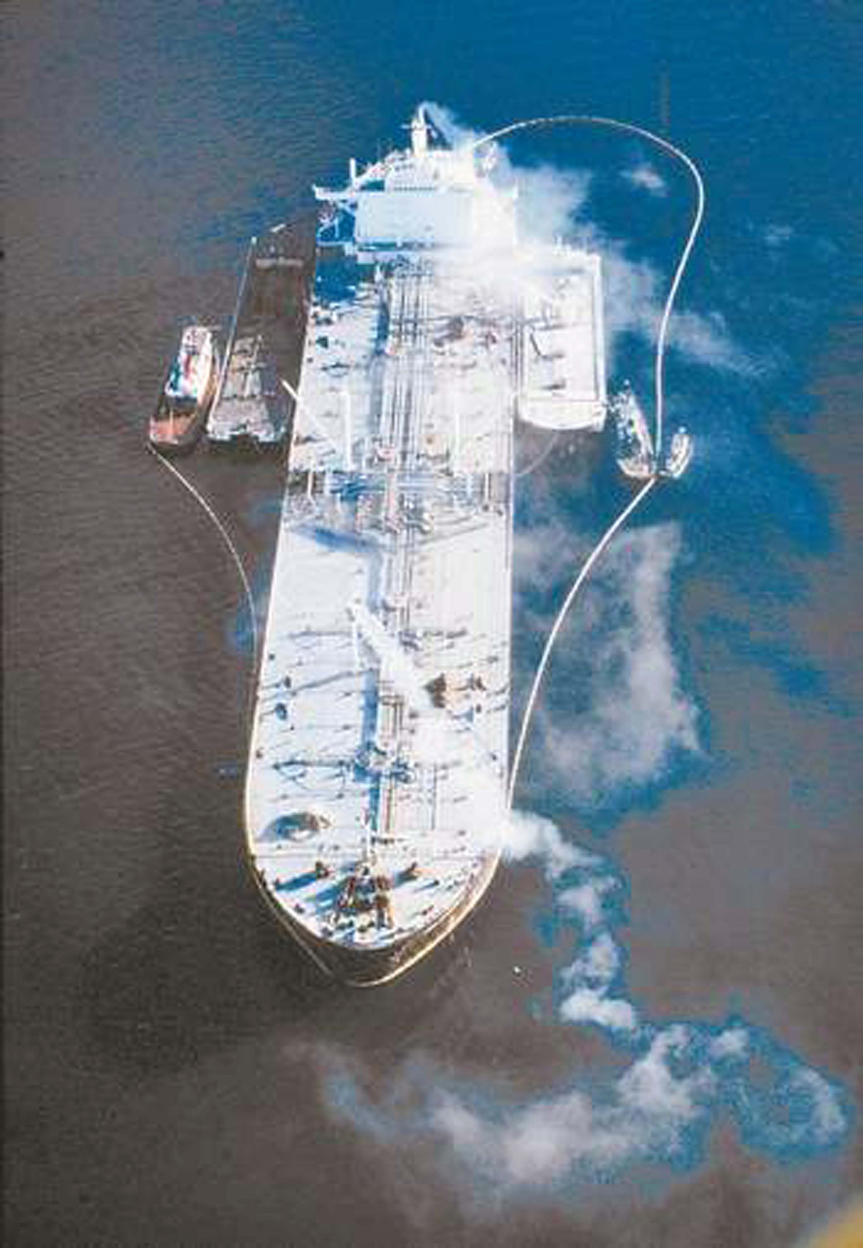Oil oozes from the Arco Anchorage