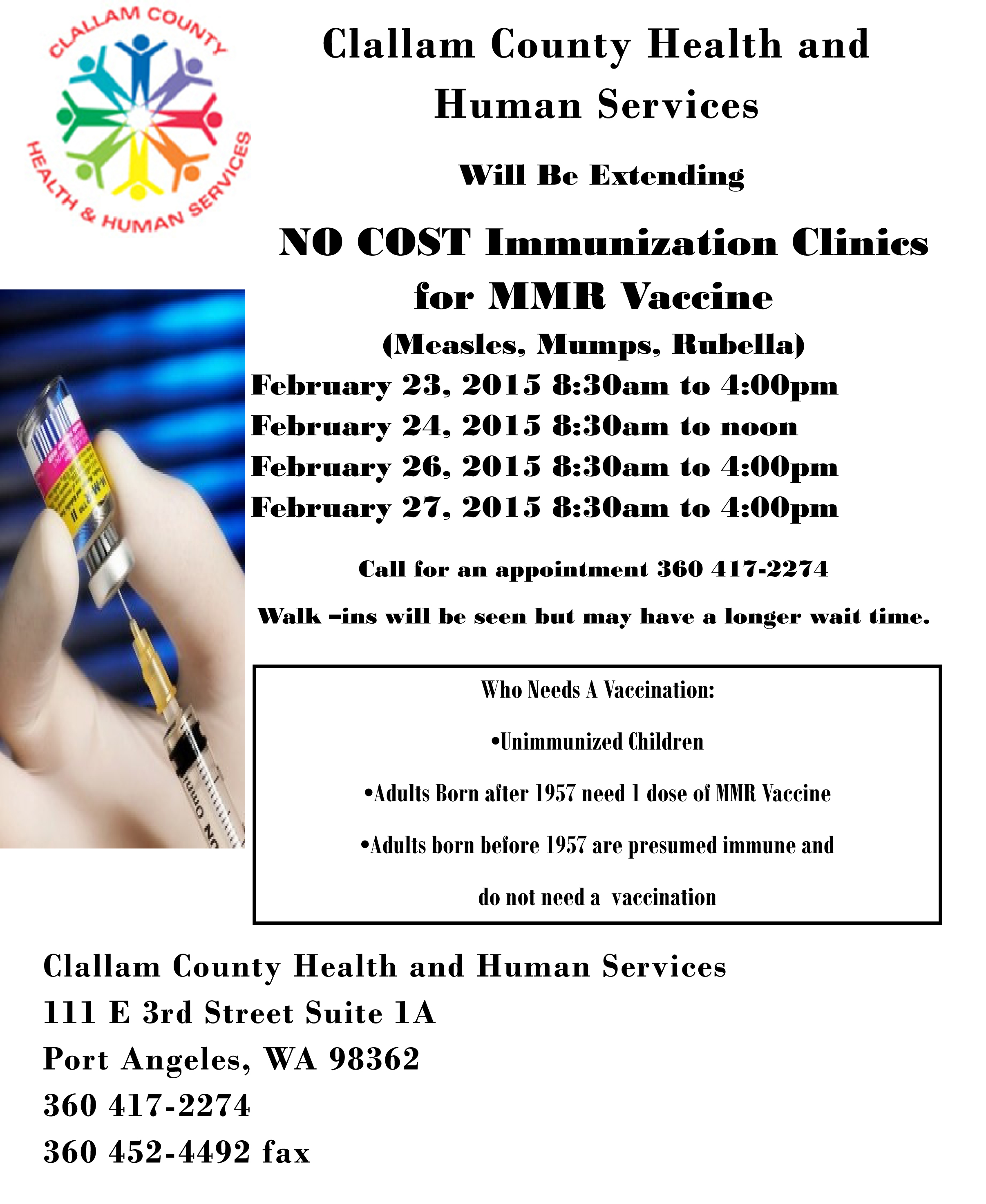 Schedule for free MMR shots this coming week. ()