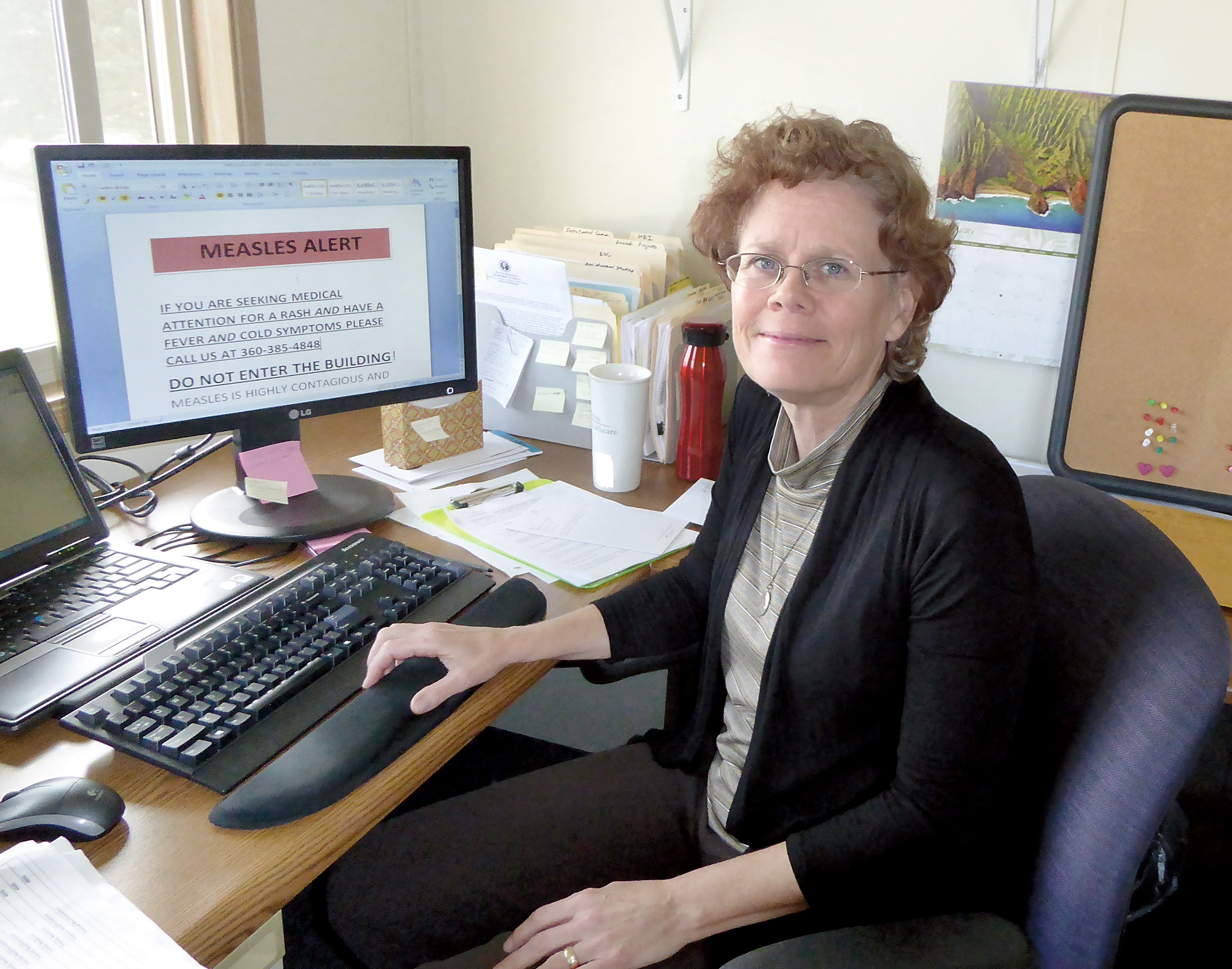 Jefferson Healthcare infection preventionist Laura Showers said the hospital is prepared for any measles cases in Jefferson County. although no cases have occurred so far.  —Photo by Charlie Bermant/Peninsula Daily News ()