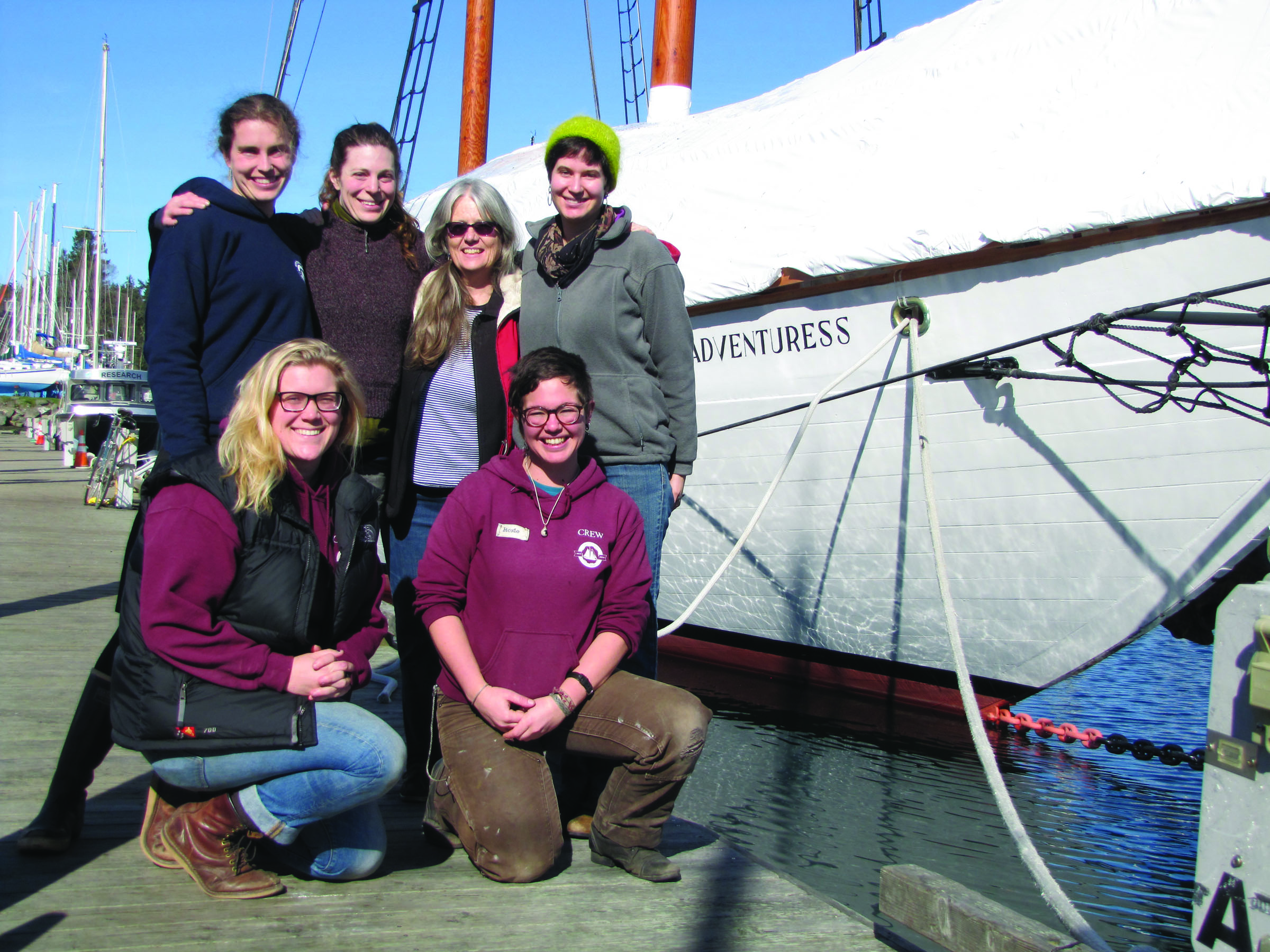 Members of the winter crew of the Adventuress are