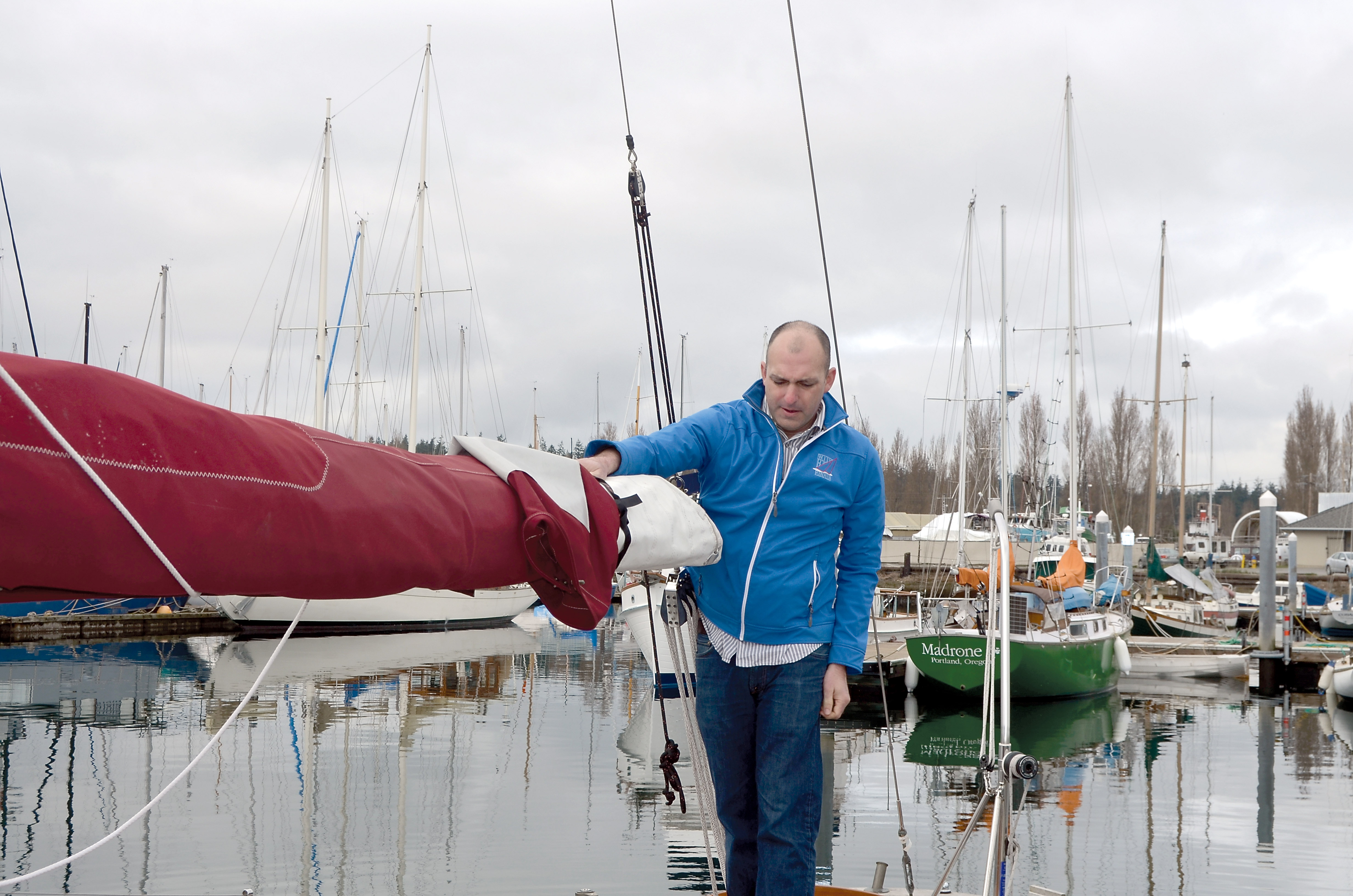 Northwest Maritime Center Executive Director Jake Beattie will enter his sailboat Ithaca in the Shipwrights’ Regatta on Saturday. — Charlie Bermant/Peninsula Daily News ()