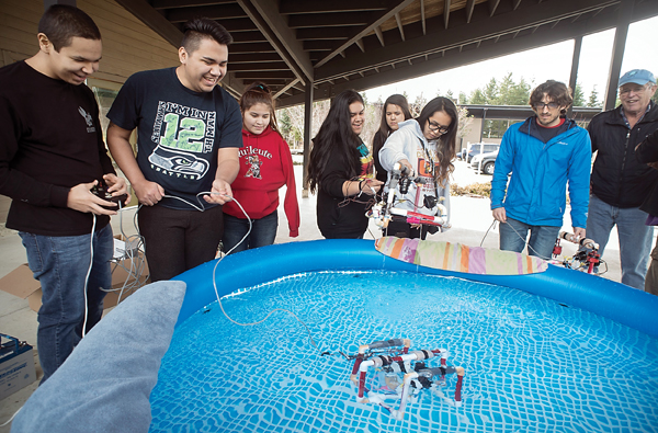 Quileute Tribal School student teams test the buoyancy