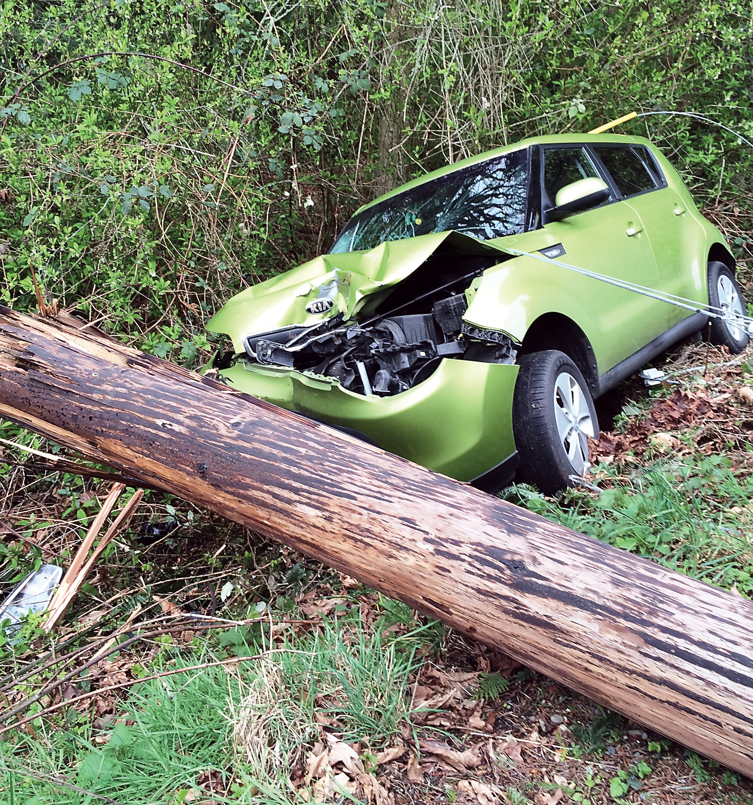 A crash on the bridge from Marrowstone Island to Indian Island severed a power pole near the ground and caused a total power outage to the two islands. — East Jefferson Fire-Rescue ()