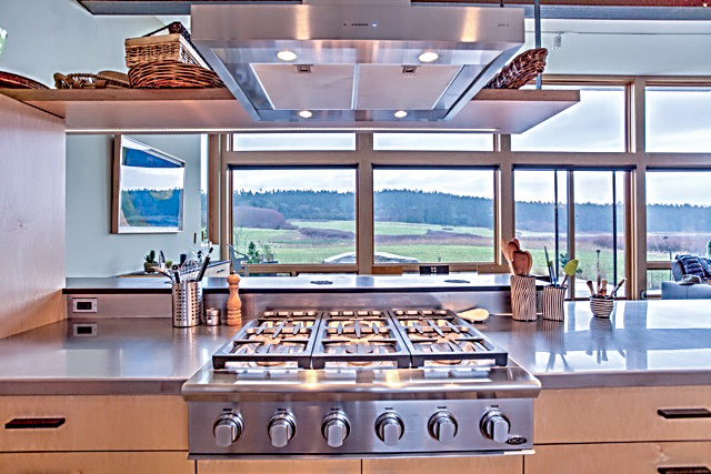 Jonine Anderson and Terry Lelievre used seamless pieces of commercial-grade stainless steel to fashion countertops